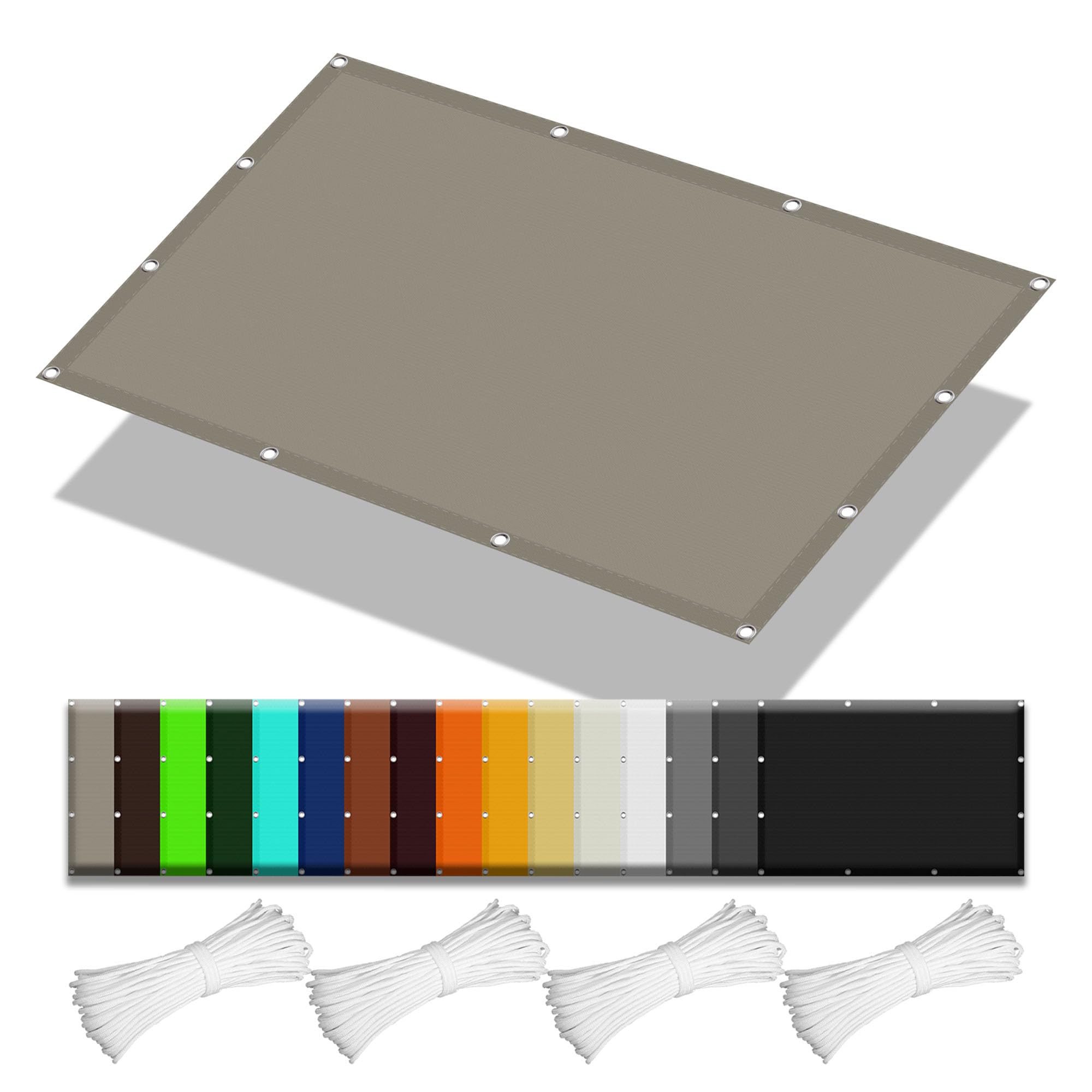 Voile d'ombrage jardin taupe 160x350 bache pergola coupe-vent avec oeillets extérieurs