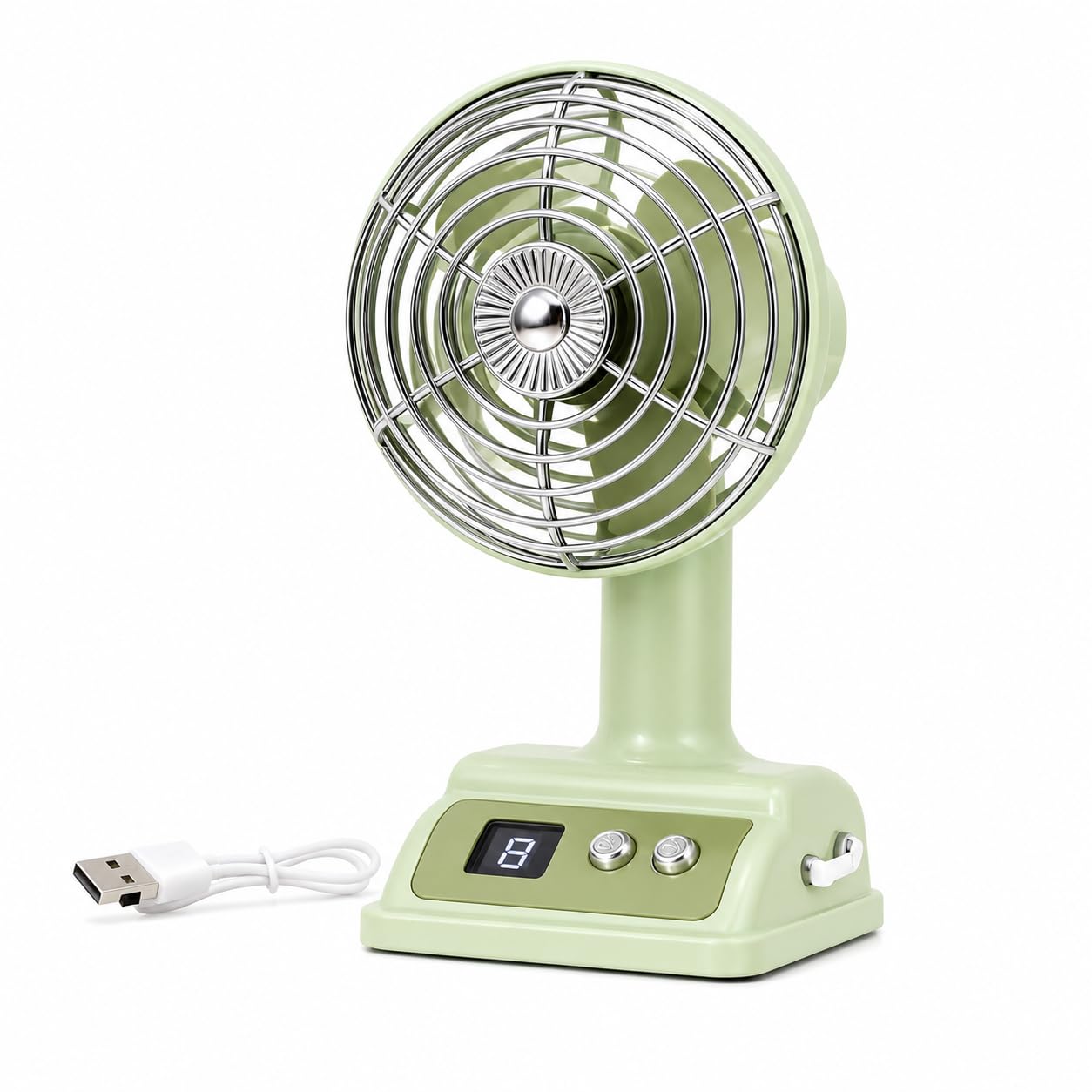 AKSH Portable USB Rechargeable Desk Fan with Digital Display – Mini Personal Cooling Fan for Study Table, Office Desk, Bedroom & Home Use (Green)-image-49