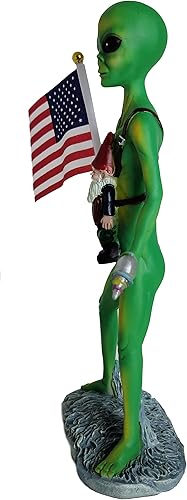 Miniatura 5 de Funny Guy Mugs Estatua de gnomo de Alien and A - Escultura de gnomo de jardín interior o exterior para patio, patio o césped