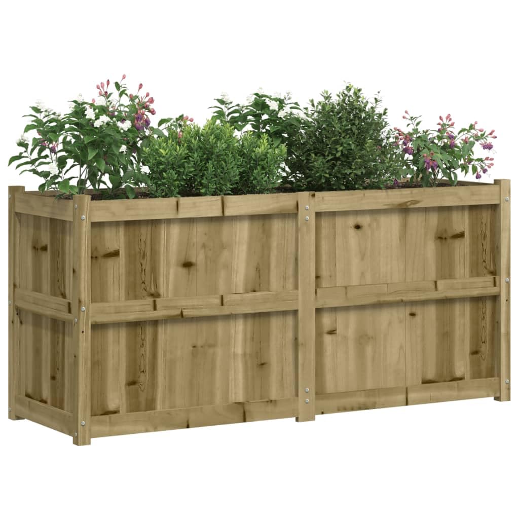 Vaso per piante in legno di pino impregnato in autoclave, 150 x 50 x 70 cm, resistente al gelo e con drenaggio, ideale per giardino, balcone, terrazza, soggiorno, con irrigazione e serbatoio