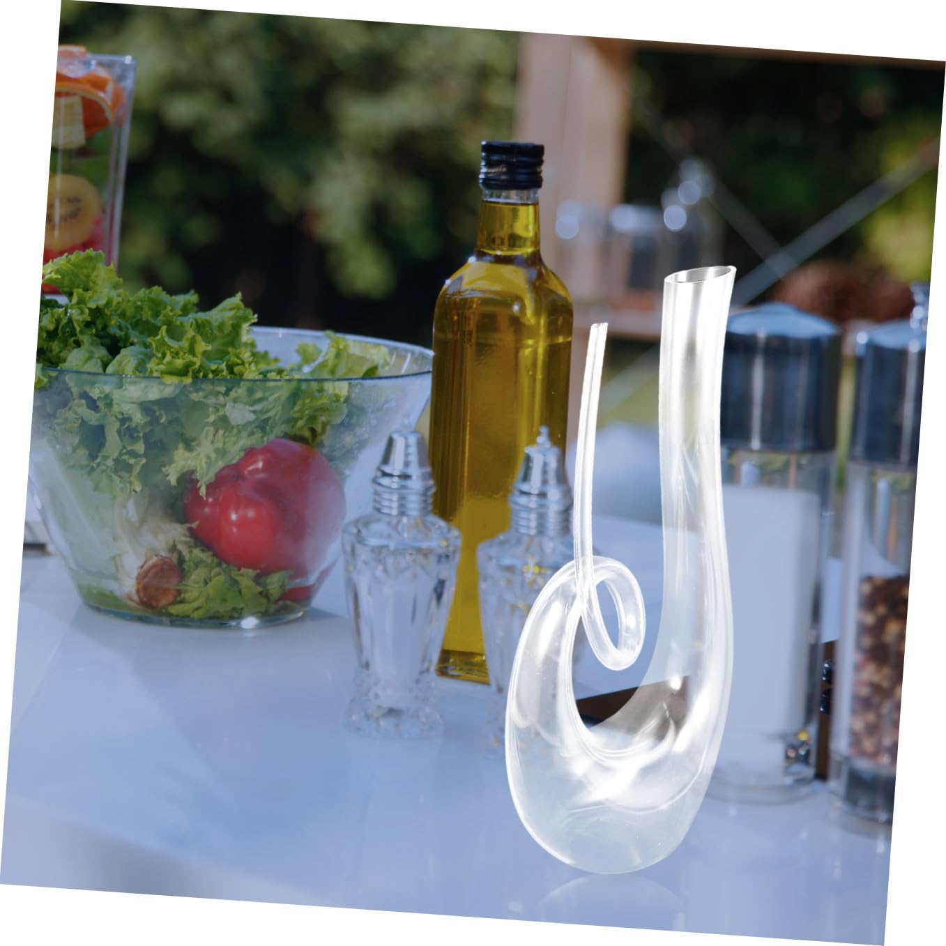 Abaodam Weindekanter aus Glas 1300ml mit Kreativem Design für Zuhause und Bar Einfacher Gebrauch Flacher Boden Elegante Weinkaraffe zum Servieren