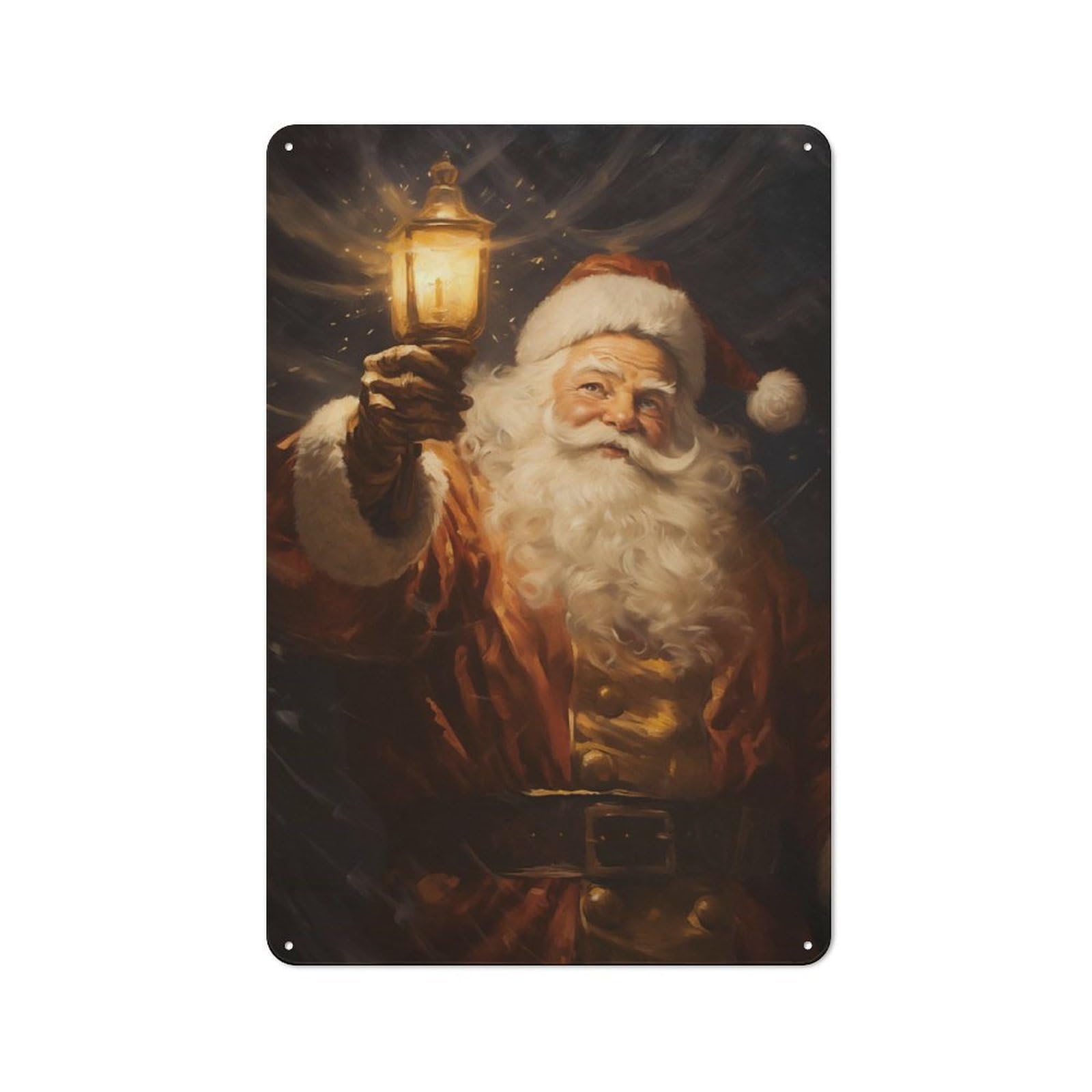 Junmoney Vintage Santa Claus Retro Metal Wall Sign 30X20cm With For Living Room Wall, Housewarming Wall Decor For People Furnishing Living Room