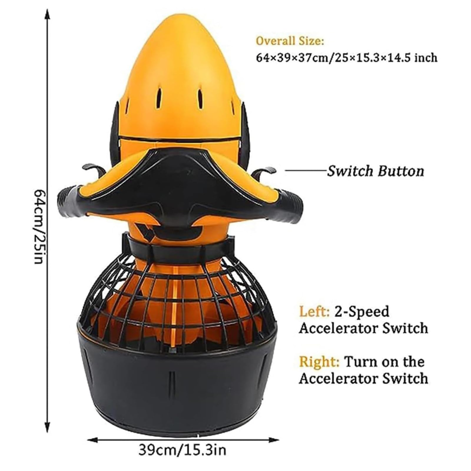 Propulsor Submarino Eléctrico De 300 W, Scooter Subacuático, Hélice De Agua De Doble Velocidad, Profundidad MáXima: 20 M, para Deportes AcuáTicos, Buceo, EsnóRquel Y Aventuras En El Mar.