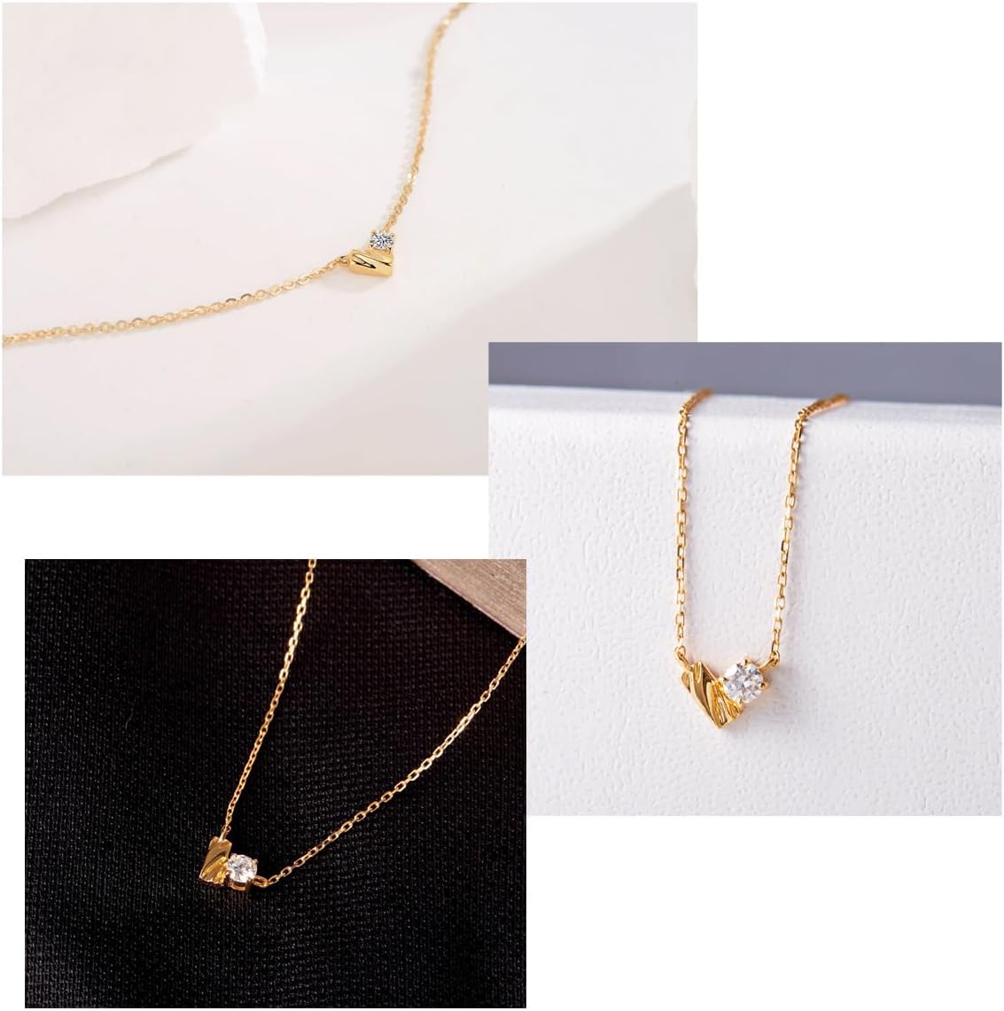 Heart Pendant Necklace For Women 18K Gold Plated Cubic Zirconia Necklaces Gold Chains Dainty Chokers - Image 4