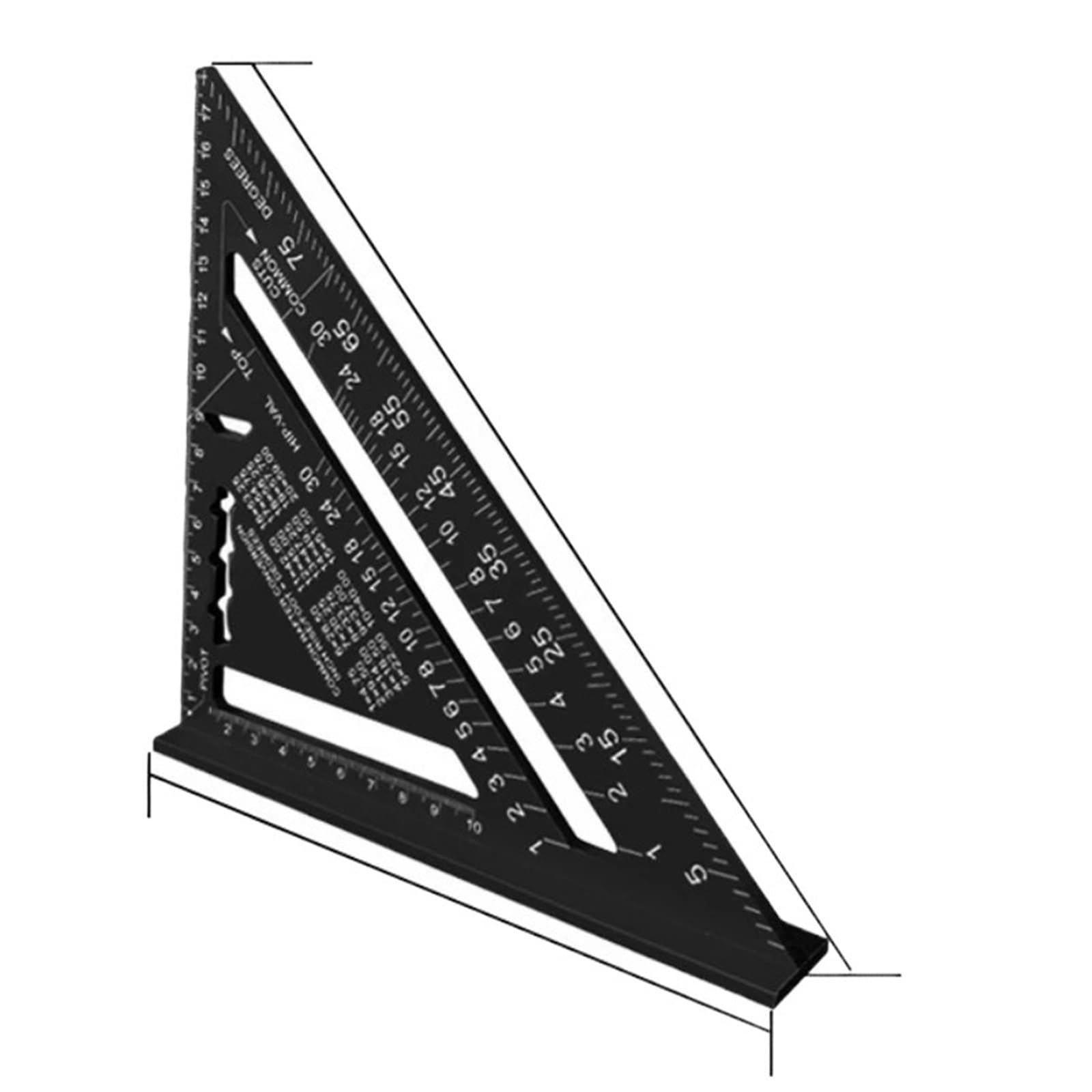 Angle Protractor,7inch Rafter Square Carpenter Measuring Layout Tool Alloy Metal Triangle Ruler