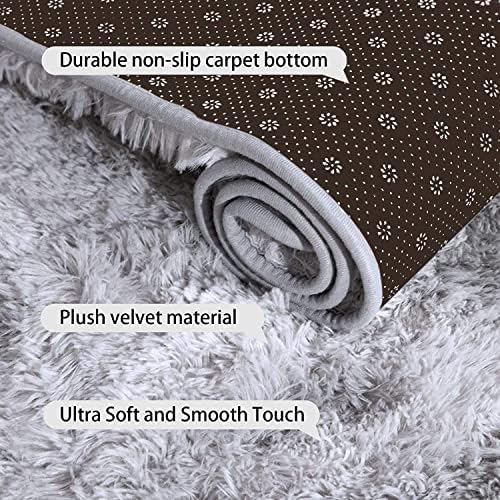 Calore Soft Area Rug Modern Fluffy Shaggy Rugs for Bedroom Carpet for Living Room Kids Room Nursery Rug Play Mat (Grey White, 5' 2'' x 7' 5''(160 x 230cm)) 5
