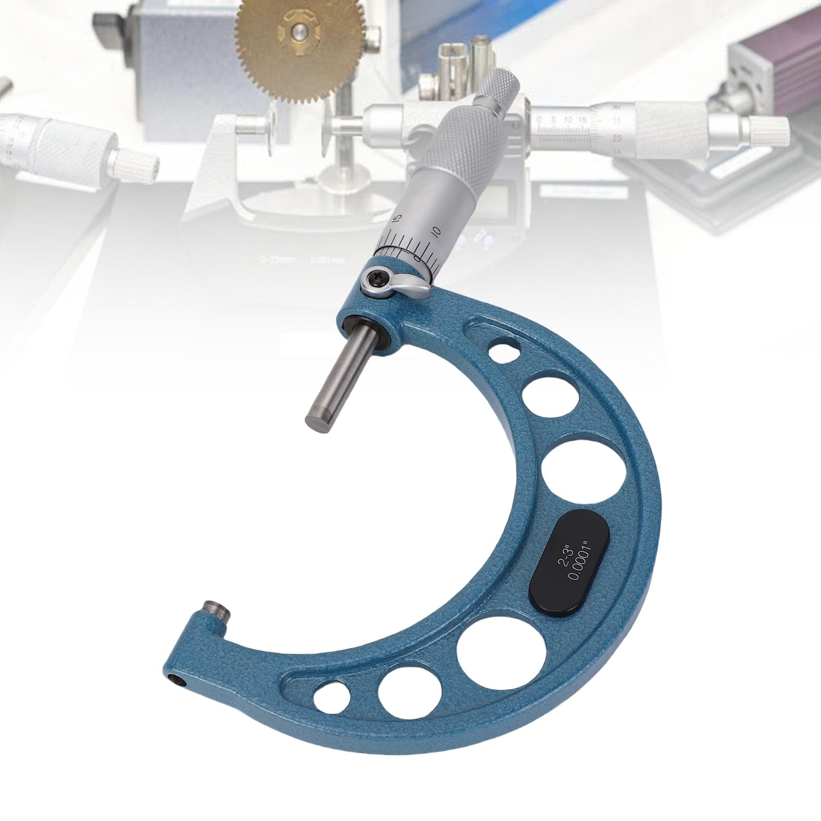 Außenmikrometer, mechanisches Mikrometer mit Hartmetallspitze für Länge, Durchmesser, Dicke, 2–3 Zoll, Bereich 0,0001 Zoll, Skalenintervall
