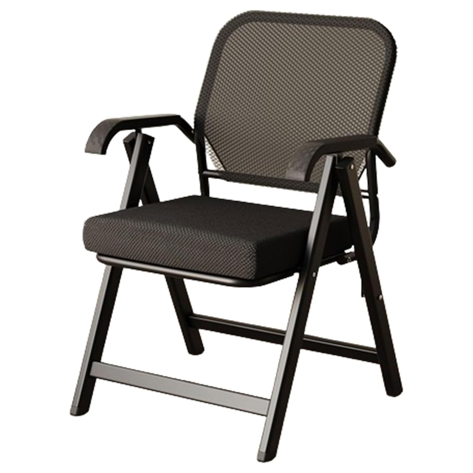 Klappstuhl Gepolstert Mit Armlehne,stark Metall Klappstuhl,Ergonomischer, Atmungsaktiver Netz-klappstühle, Stühle Esszimmer Balkon Büro, Stapelbar(Black) Küche, Haushalt & Wohnen