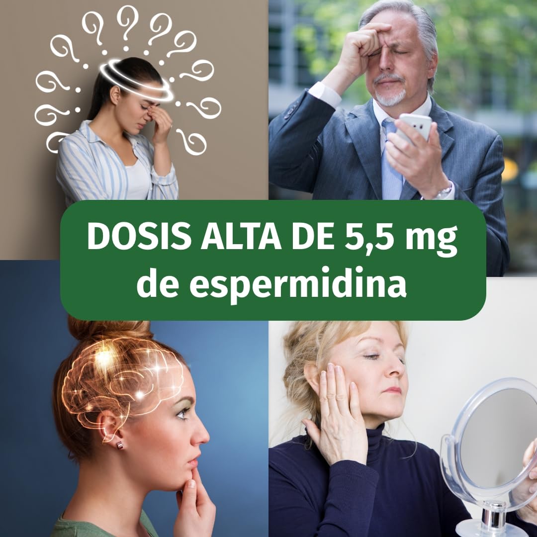 Green Naturals Espermidina Forte 5,5 mg – Germen de trigo – 90 cápsulas | Dosis alta por cápsula · Formato compacto · Vegano · Para 3 meses