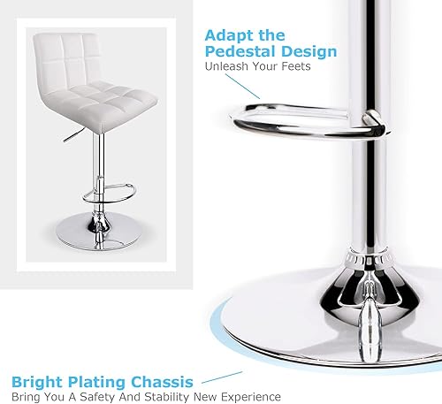 Miniatura 60 de Taburetes de bar de leopardo, moderno taburete giratorio ajustable de piel sintética con respaldo, juego de 2 (gris) Gris,Negro -,Caqui,Blanco,gris