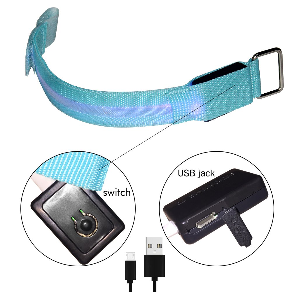 Fashion&Cool Bracelet LED Slap - Rechargeable par USB - Lumineux - Brille dans Le Noir - Réglable - pour Homme et Femme - Lumières de sécurité Nocturnes pour la Course à Pied, Le Jogging, Le Cyclisme
