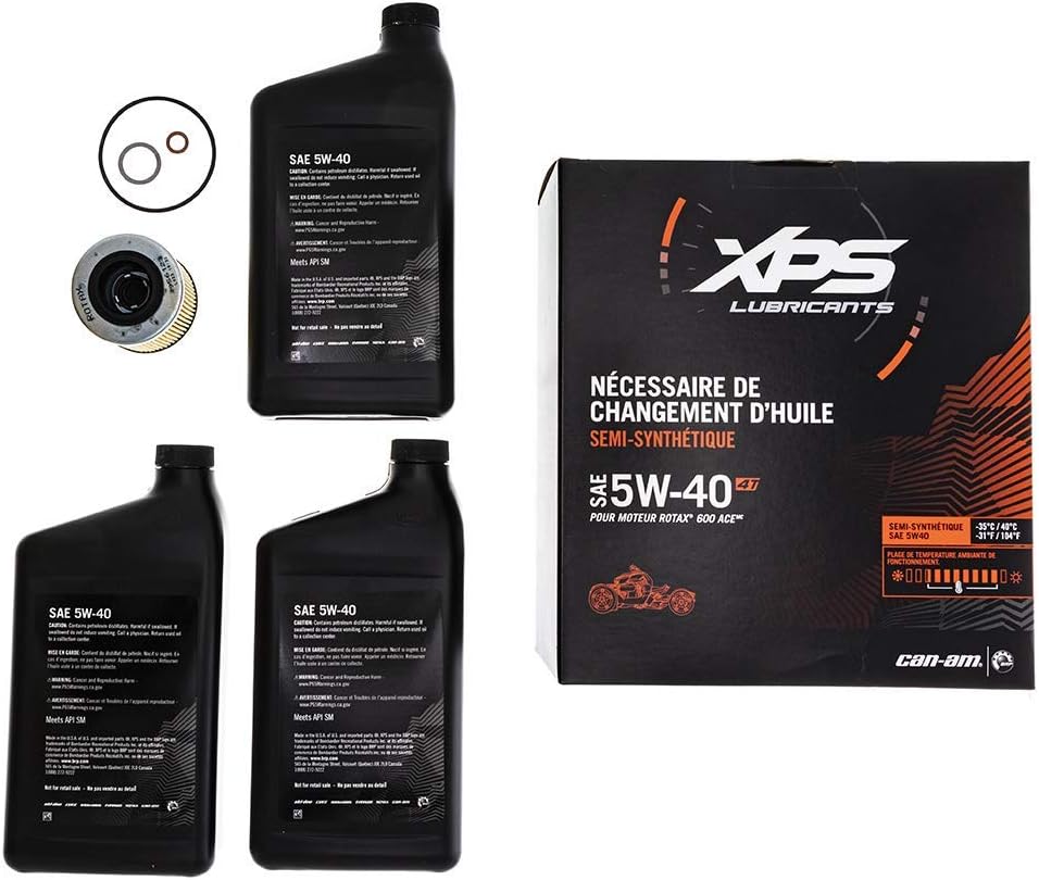 BRP 9779298 Can-Am 4T 5W-40 Synthetic Blend XPS Oil Change Kit Rotax 500cc Twin