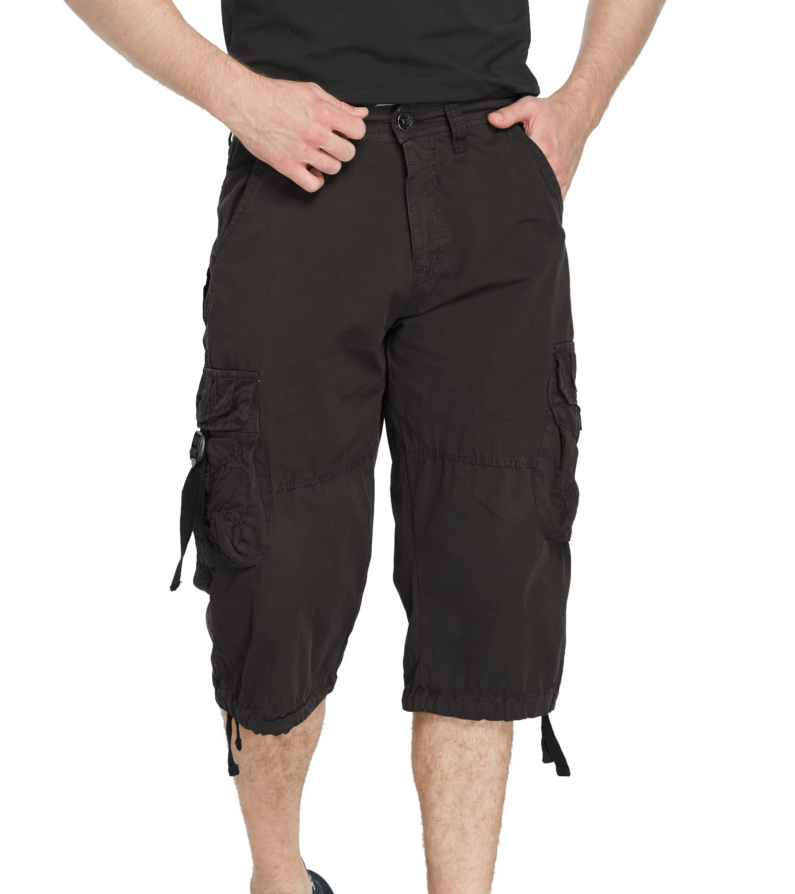 DONGD Mens Cargo Shorts 3/4 Relaxted Fit Capri Pants Below Knee Cargo Short