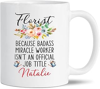 Florist Miracle Worker Name Mug 11oz White - Microwave & Dishwasher Safe for Coffee, Tea, Cola - Florist/Shop Owner Gift - Perfect for Work Anniversaries, Appreciations, Birthday