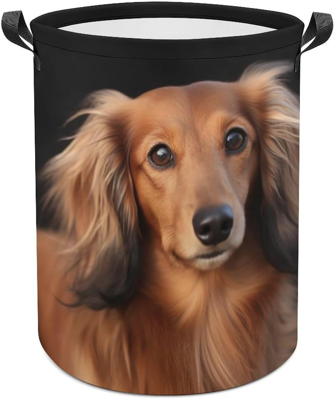 Long Haired Dachshund Laundry Basket for Home, Collapsible Clothes Hamper with Handles, Freestanding Laundry Hamper, Waterproof Storage Bin for Blankets, Large Clothes Basket 44x35cm