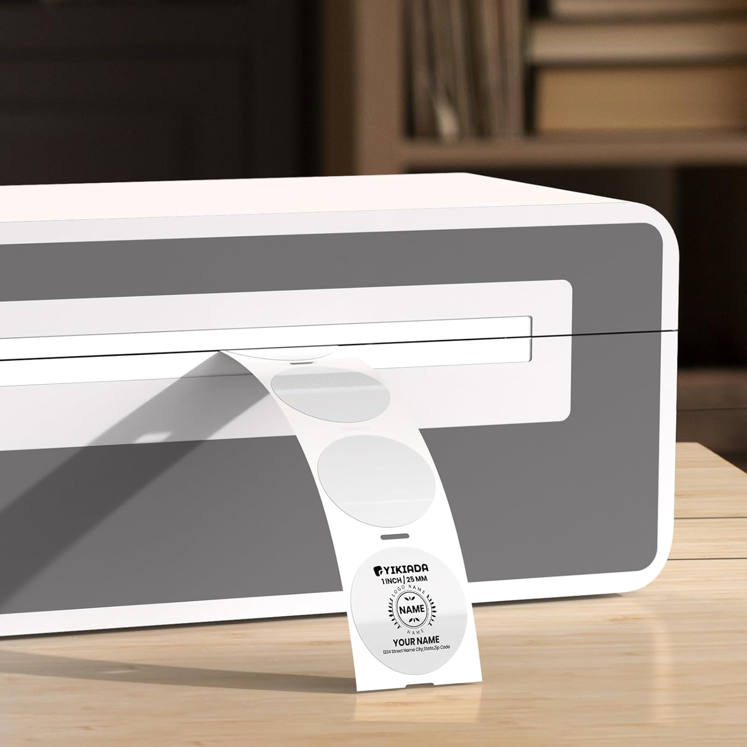 Clear Thermal Labels Vinyl 1 Inch Self-Adhesive Round Stickers Circle Roll Waterproof Printer Decals Package Seal for QR Code Envelope Office Retail Home 500 PCS - Image 3