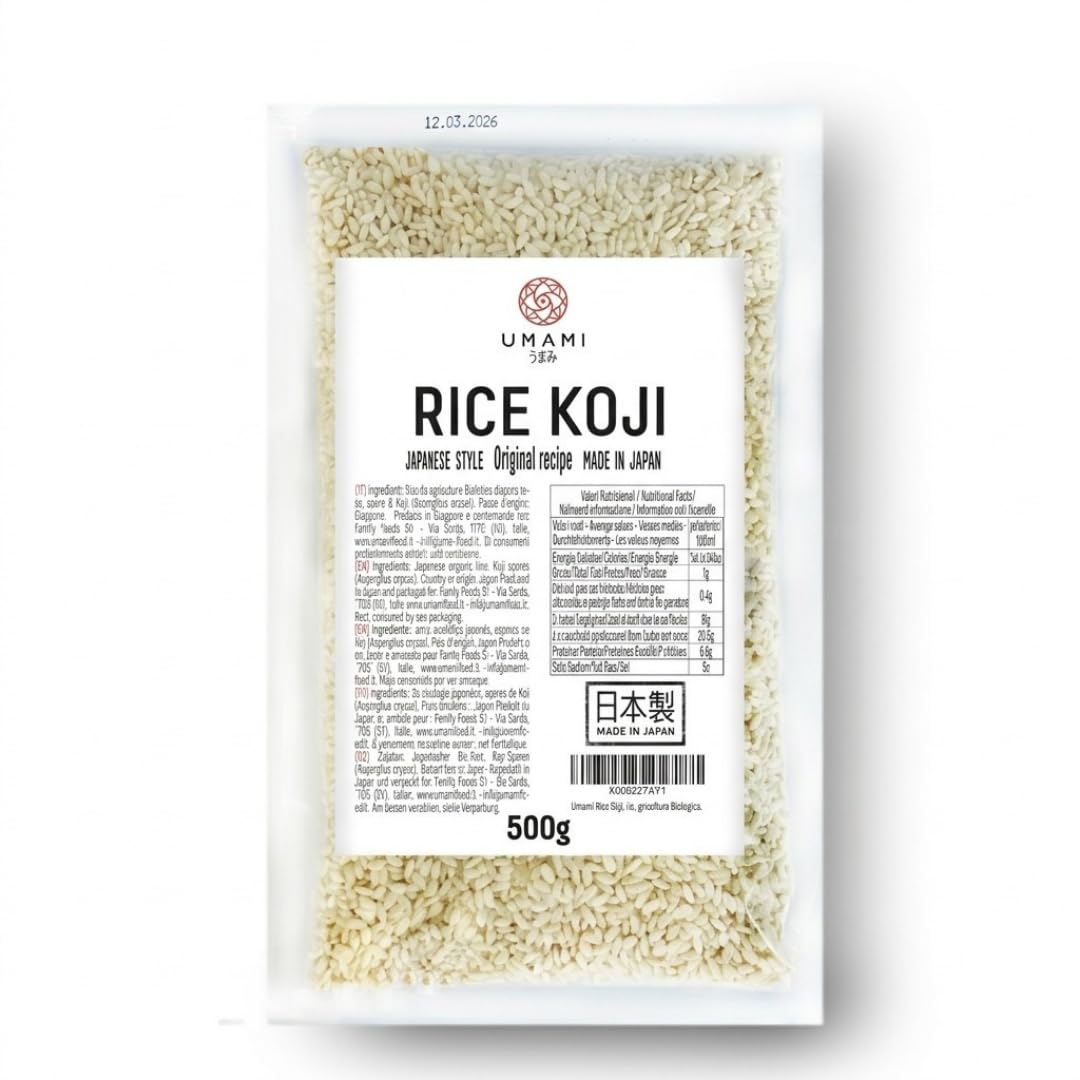 Umami Rice Koji 500g - Arroz Koji Seco para Fermentación - Starter para Miso, Sake, Amazake y Shio Koji - Aspergillus Oryzae - Calidad Profesional