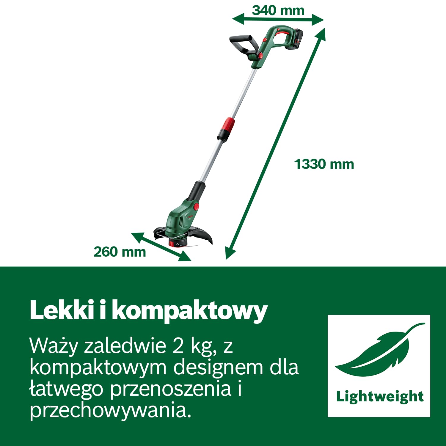 Bosch: akumulatorowa podkaszarka do trawy UniversalGrassCut 18V-26-500 (do podkaszania w poziomie i pionie, czas ładowania: 65 min, średnica cięcia: 26 cm, system 18V, bez akumulatora)