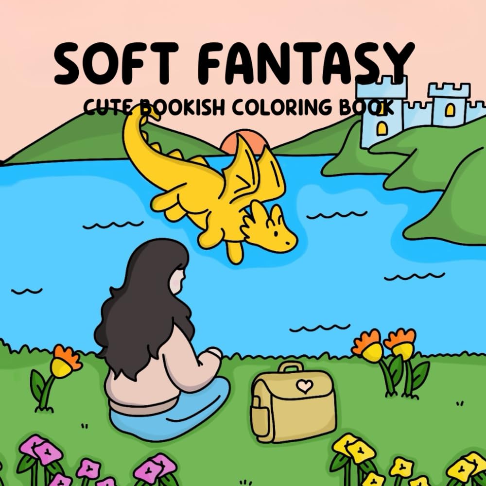 Soft Fantasy Cute Bookish Coloring Book: A Cozy Bookish Fantasy Coloring Book Book Lovers and Readers for Relaxation and Mindfulness