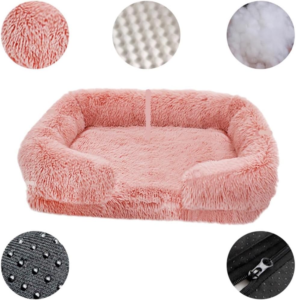 Dog Bed Creative Pet Dog Sofa Bed Square Kennel Pet Bed Cat Pad Autumn and Winter Warm Pet Kennel Removable for Cleaning Pet Bed (Color : Deep Coffee, Size : X-Large) (Dark Brown XX)