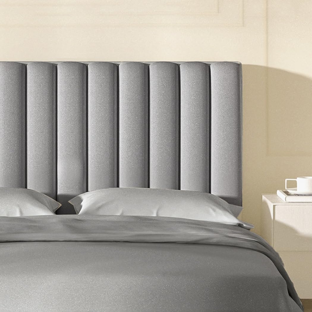 Funda elástica de terciopelo universal para cabecero de cama de 180/160/190/200 cm, acolchado y elegante diseño en color beige (120 cm)