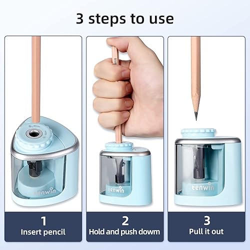 Miniatura 5 de tenwin - Sacapuntas eléctrico a pilas, sacapuntas, apto para lápices n. 2de colores (0.236-0.315in)escuela, aula, oficina, hogar, adultos y niños