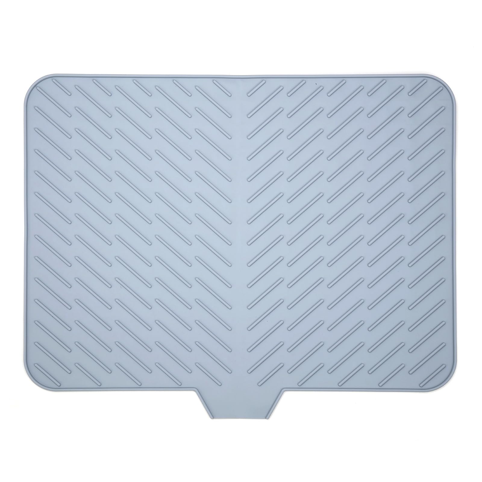 Tobbo Silicone Dish Drying Mat with Drainage Ramp and Dishwashing Brush Set, Kitchen Easy Clean Drain Mat, Drain Board 23x17in (Grey)