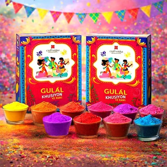 Couleurs holi biologiques en coffret cadeau de 5 nuances de Gulal 800g