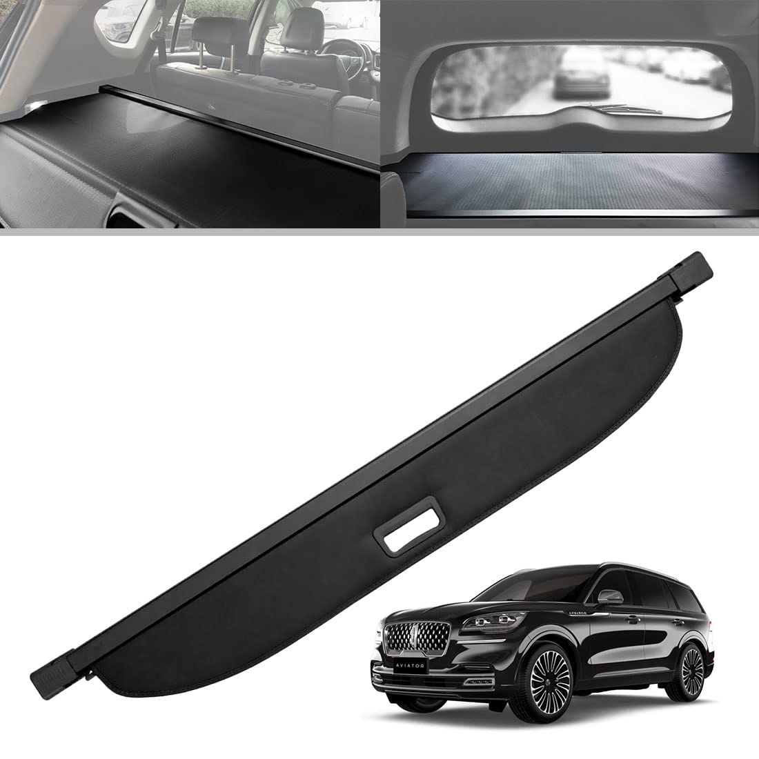 Cargo Cover for 2019-2023 Lincoln Aviator Retractable Rear Trunk Cover Shield Shade Cargo Security Shade Black OEM
