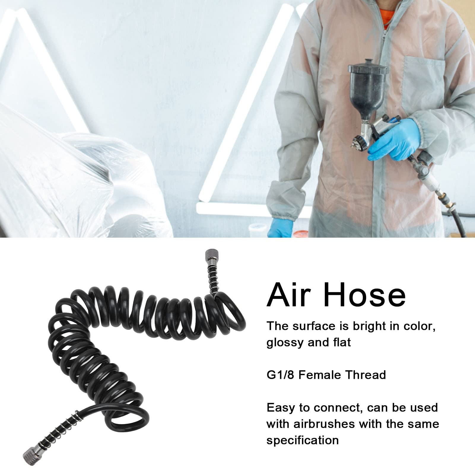 Tuyau Air Compresseur Aérographe Tuyau D'aérographe Tressé EVA 1,8 M Avec Raccords 1/8-1/4 Tuyau Aérographe