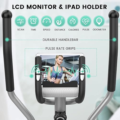 Miniatura 2 de Dripex Máquina elíptica de ejercicio, máquina elíptica hipersilenciosa para el hogar, máquinas de entrenamiento elíptico magnético con resistencia