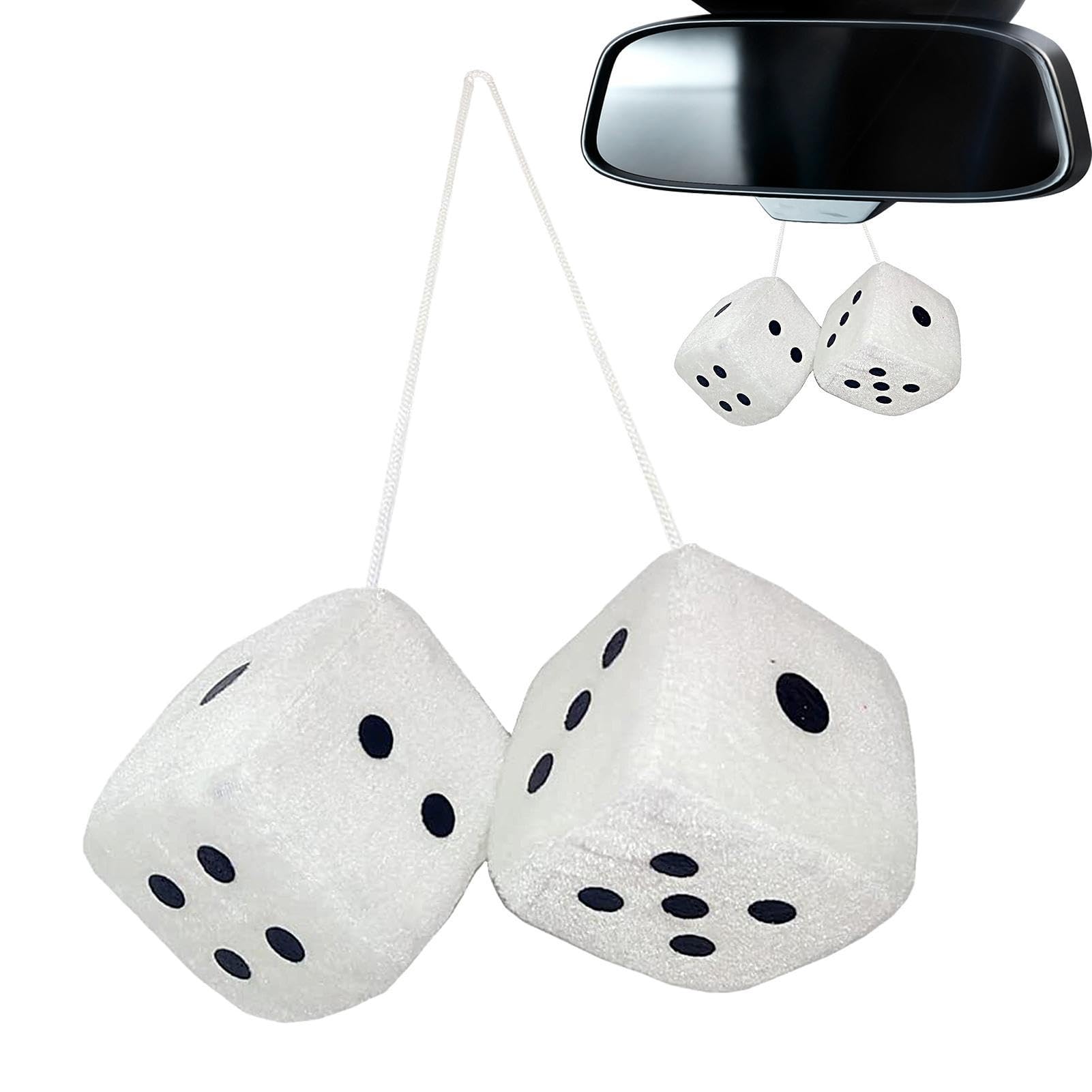 tedious Hanging Car Fluffy Dice | 7cm Furry Dice for Car Mirror | Plush Dices Hanging Ornaments Car Decoration | Couple Fuzzy Dice Car Rear View Pendant for Car Accessories, JITYL5EITE9L2HFO1IY
