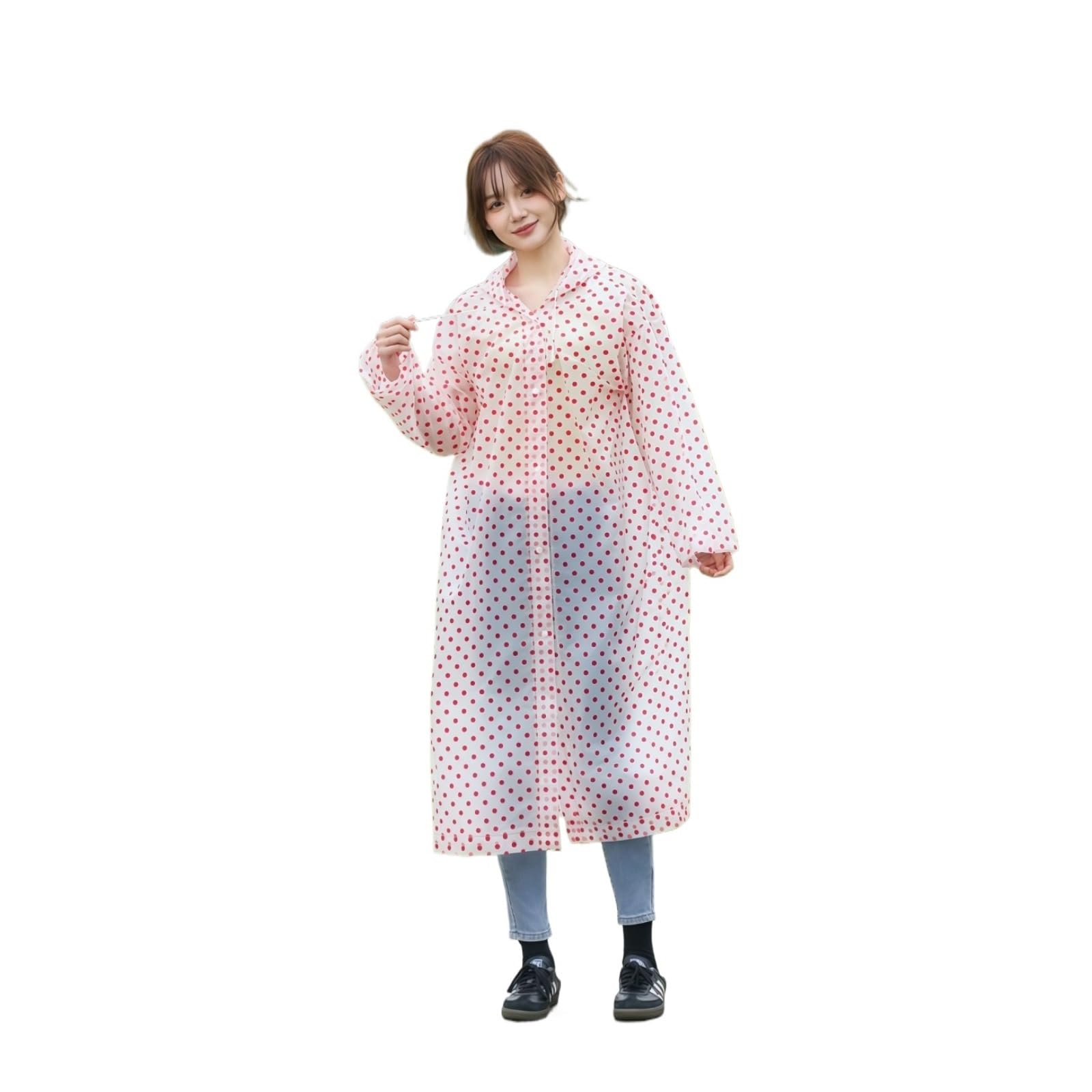 Capa de Lluvia Reutilizable Poncho De Lluvia Portátil For Exteriores, Impermeable Una Pieza, A La Moda, Con Lunares Ropa de Agua para Exteriores