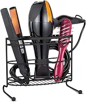 Organizador Banheiro Porta Secador de Cabelo Suporte Preto Chapinha e Escova