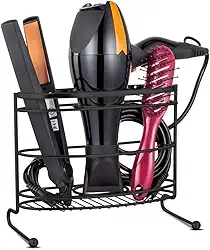 Organizador Banheiro Porta Secador de Cabelo Suporte Preto Chapinha e Escova