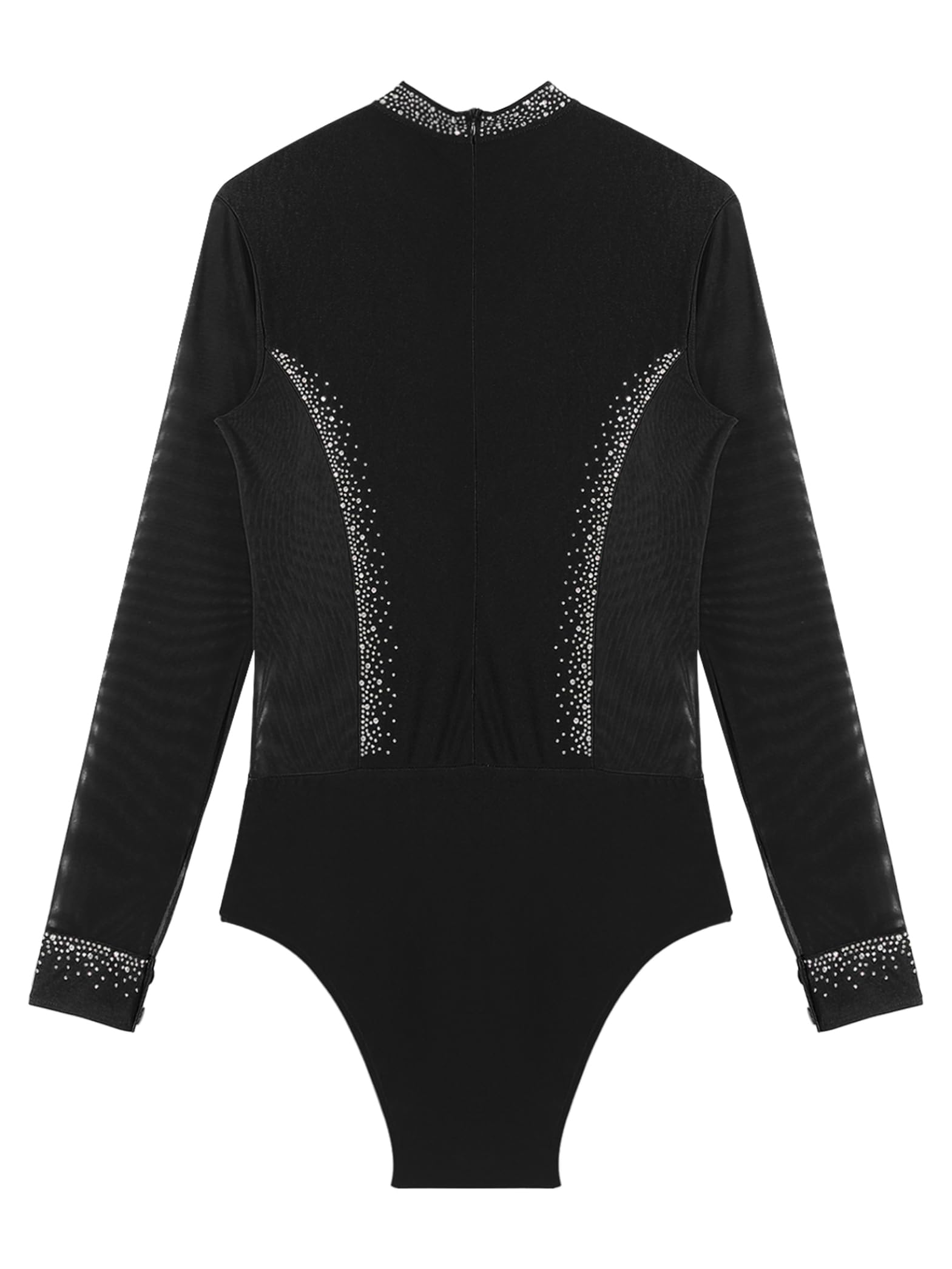 Costume de Gymnastique Hommes Manches Longues Pailleté Strass Body Patinage Artistique Combinaison Danse
