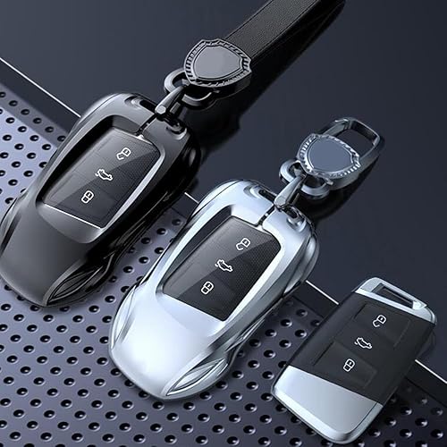 Miniatura 5 de Funda de metal de aleación de zinc para llavero de automóvil, compatible con Volkswagen, VW, Atlas, Golf, Alltrack, Jetta, Passat, Arteon, Tiguan,