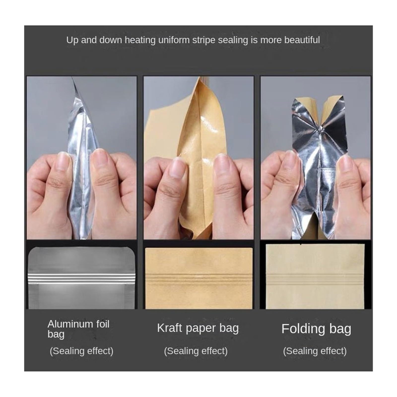 Máquina de sellado térmico con abrazadera manual portátil de 550 W, máquina de envasado de bolsas de papel kraft y papel de aluminio, 550 W, 200 mm Para bricolaje