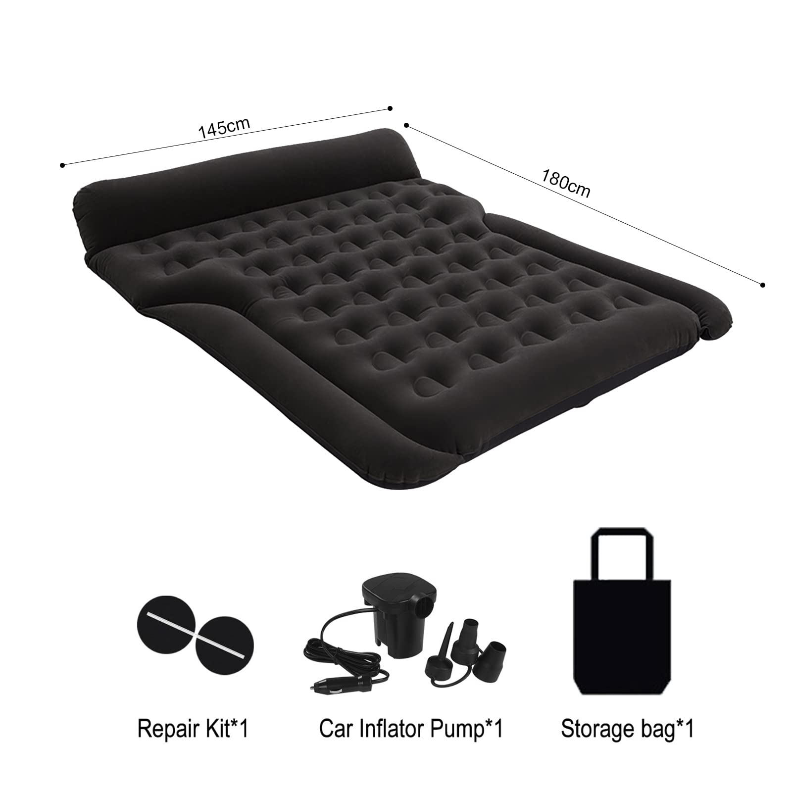 Colchón Inflable SUV Coche Cama Plegable MPV con Bomba para Viajes Camping Piscina Negro