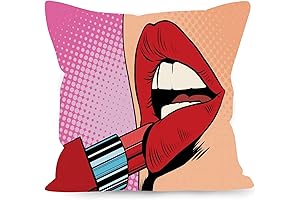 Retro Comic Pop Art Pillowcase Featuring Bold and Vibrant Lips