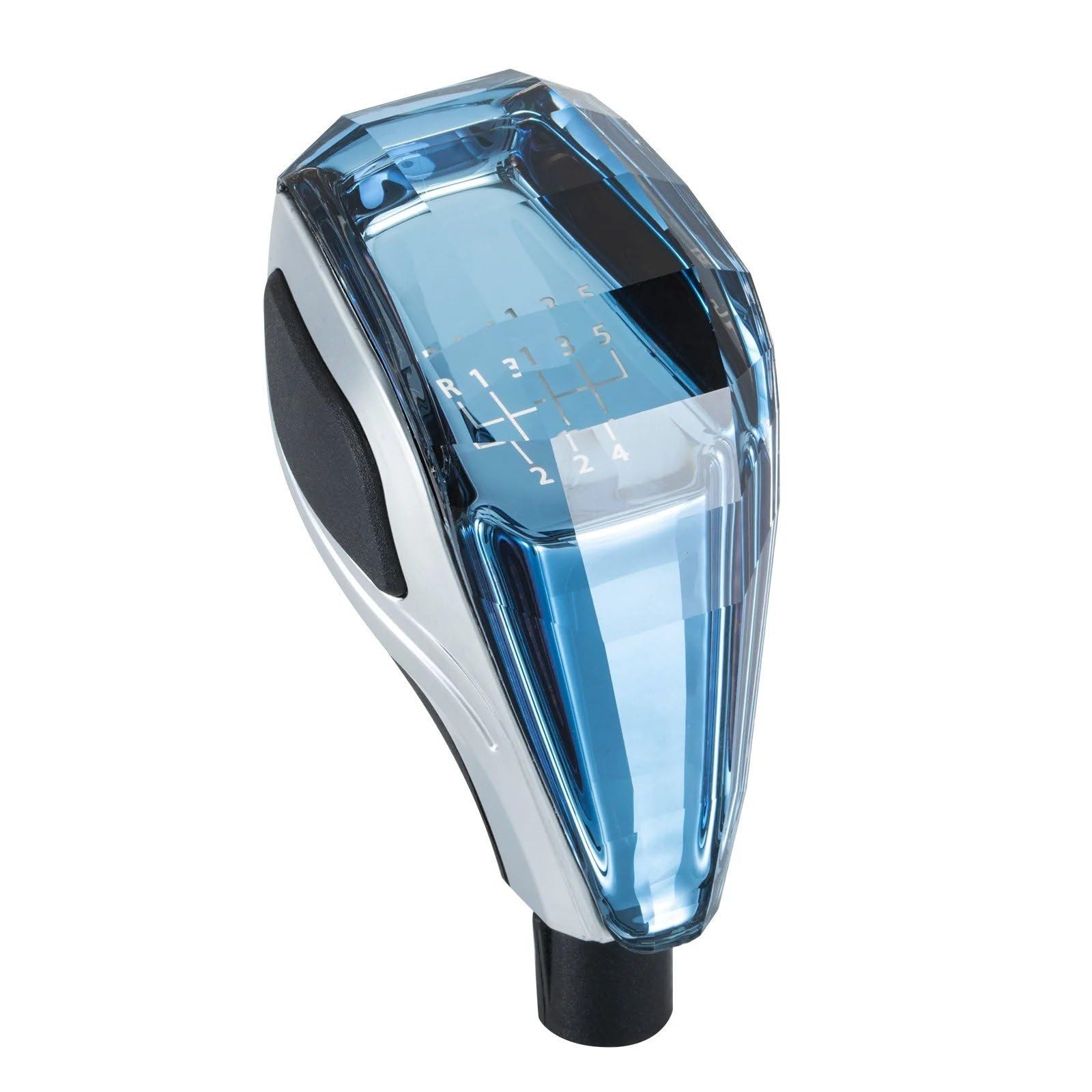 DWTNMEX Gear Shift Knob for Toyota for Mazda for Mitsubishi Crystal Multicolor LED Light Car Gear Shift Knob Modified Lever Handball(Blue-5S-R135-24)