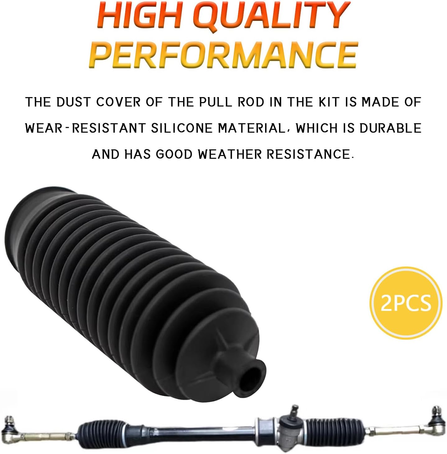 2PCS Thickened Silicone Inner Tie Rod Boot Kit, Silicone Rack and Pinion Boot with Bellow Cable Ties & Clamps, Universal Dustproof & Waterproof Steering System Protection Accessories