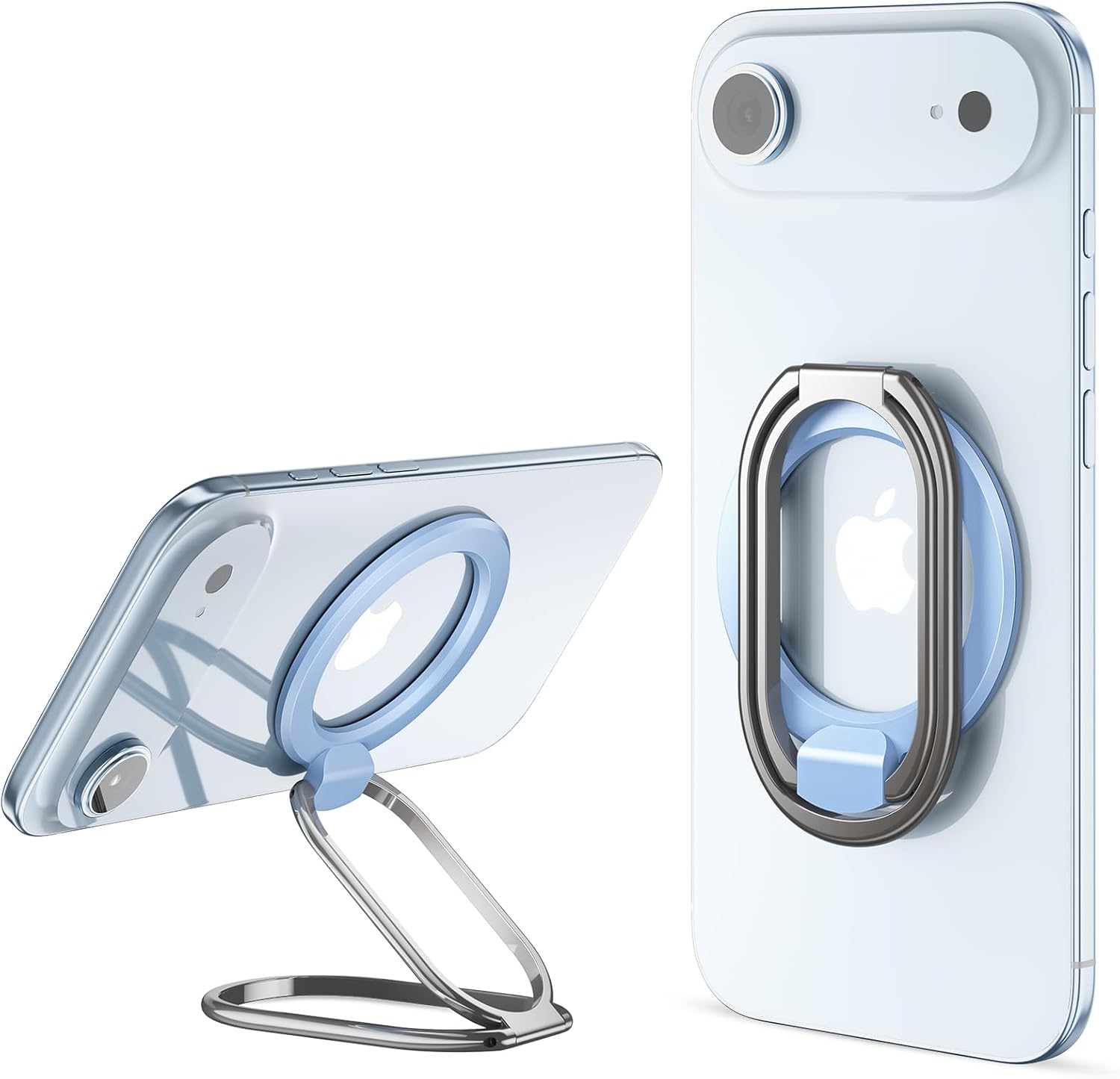 【2025 Upgraded】 Mag Safe Phone Ring Holder, SUPERONE Adjustable Magnetic Kickstand & Removable Phone Grip Compatible with Wireless Charging Only for iPhone 17 & 16 & 15 & 14 & 13 Series - Sierra Blue