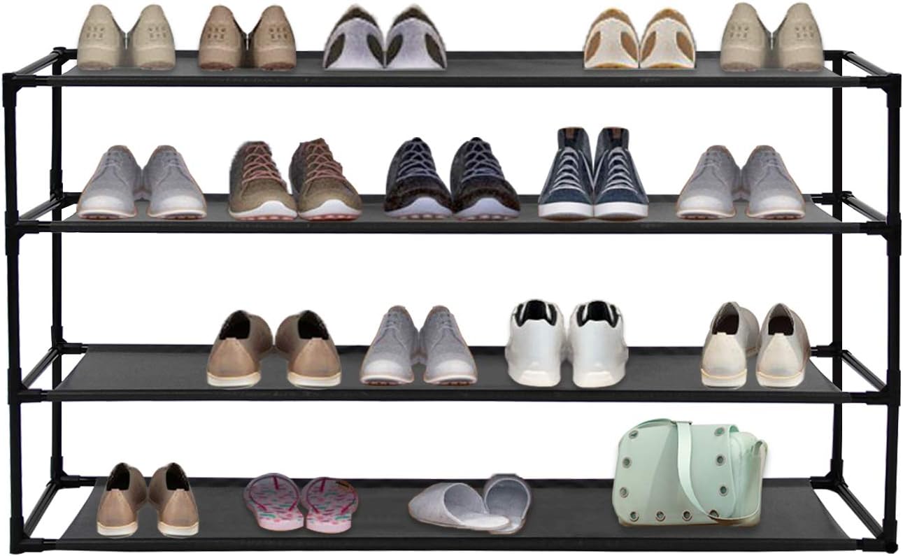 Jerry & Maggie Simple Trending 4 Tier Stackable Shoe Rack for Garage, Shoe Rack for Entrance Small Space for Dorm Shoe Racks, Over Door Shoe Rack, Kitchen Storage Shelves Solution