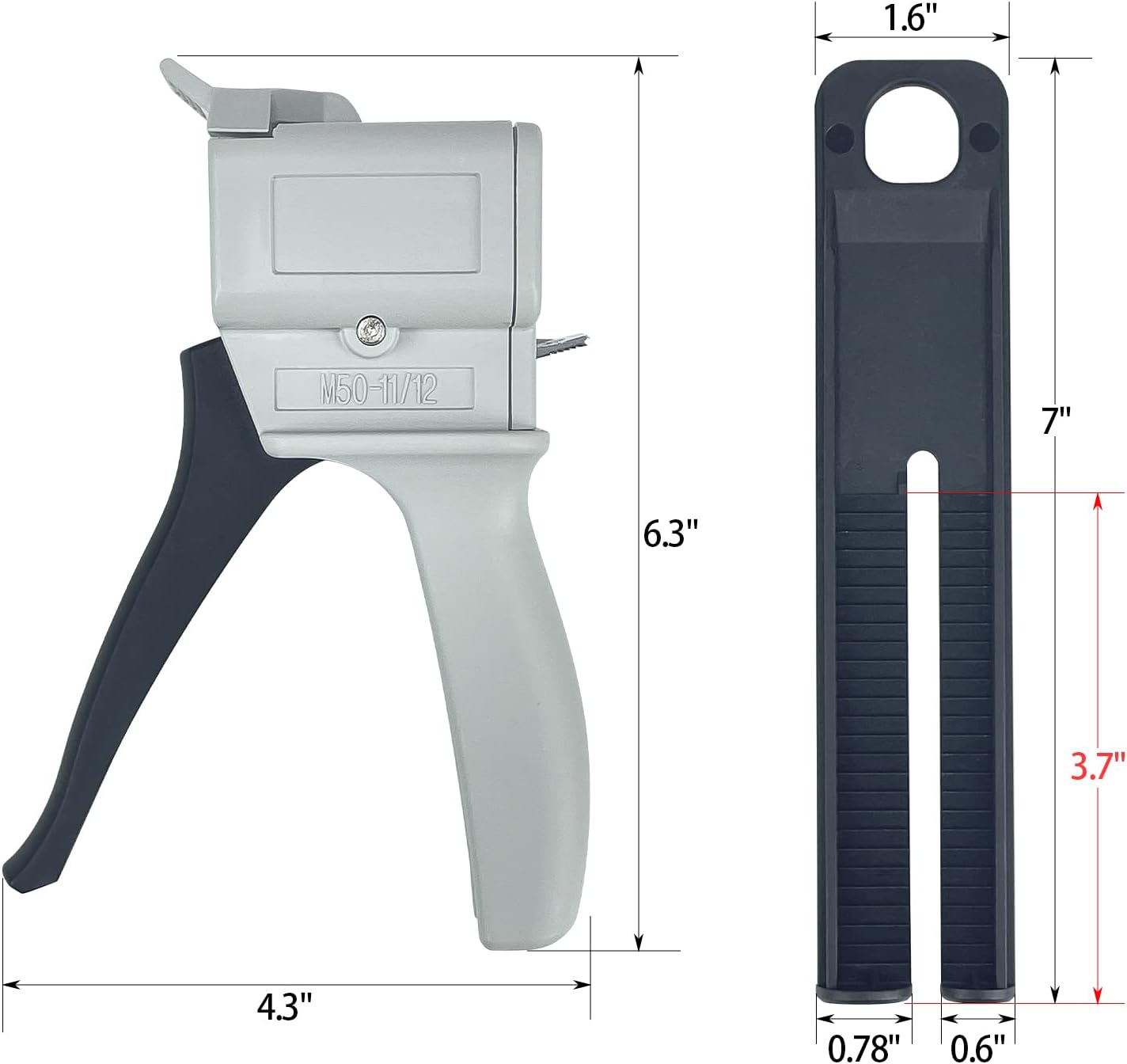Sutekus 50ml Dispensing Gun Kit Impression Mixing Dispensing Gun Epoxy Glue Gun AB Gun 1:1/1:2