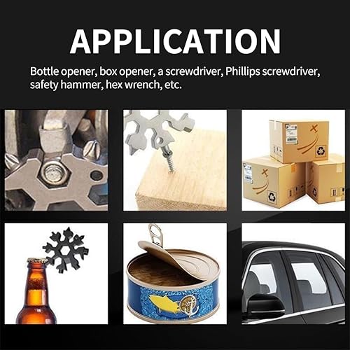 Miniatura 6 de Multiherramienta de copo de nieve 18 en 1 para hombre, de acero inoxidable, multiherramienta para relleno de calcetines para padre, marido, novio,