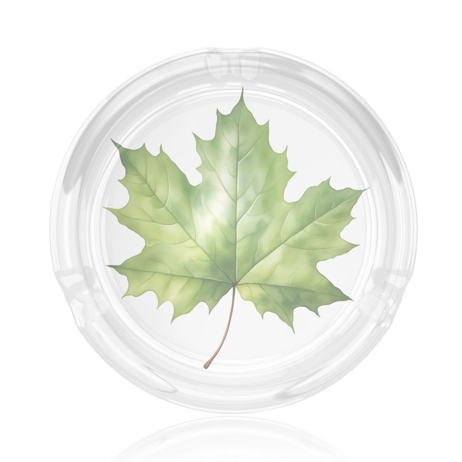 Light Green Watercolor Maple Leaf Glass Ashtray For Cigarettes Ash Trays Case For Home Office Decor