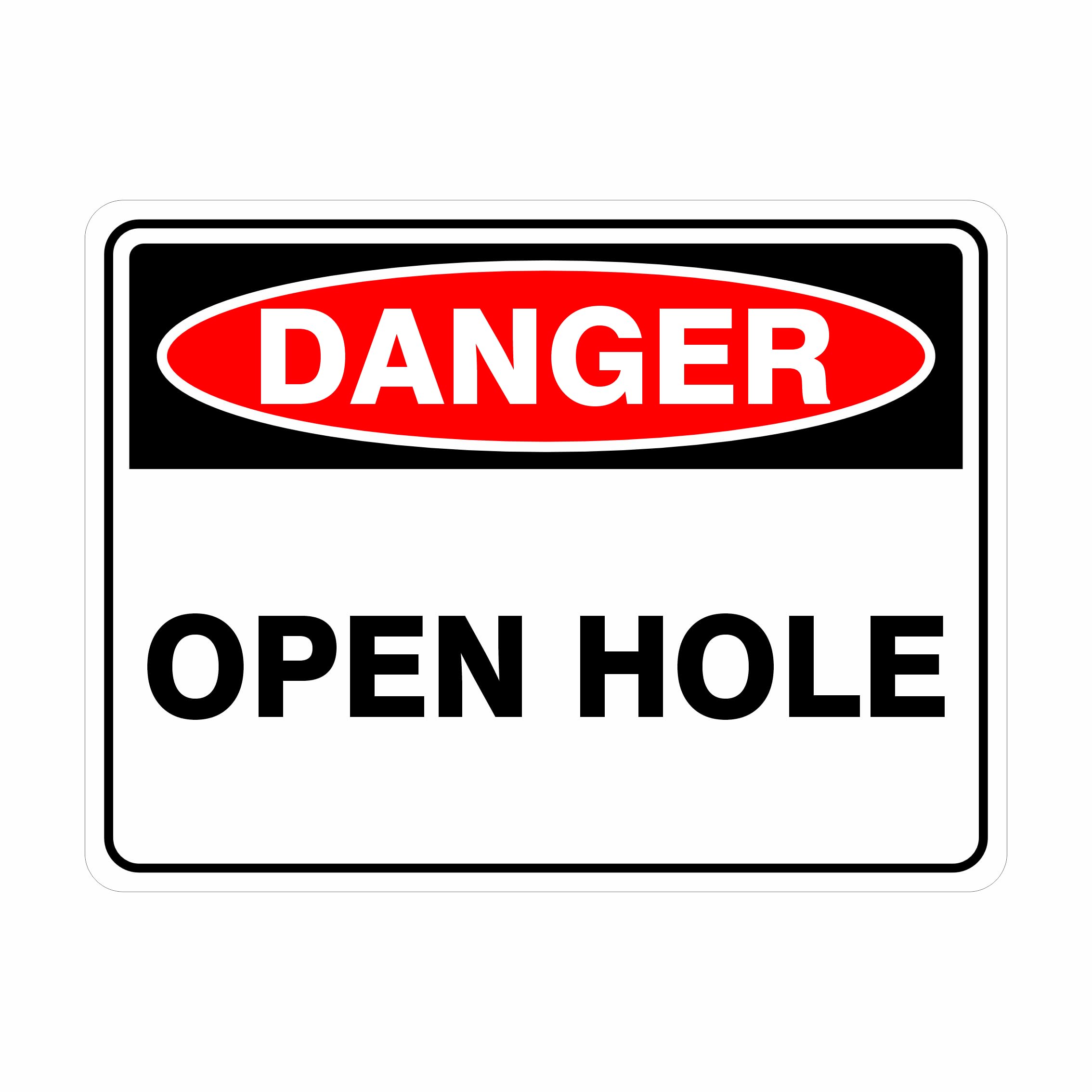 Open Hole Sign, 12x8 Metal Tin Sign, Danger: Open hole.