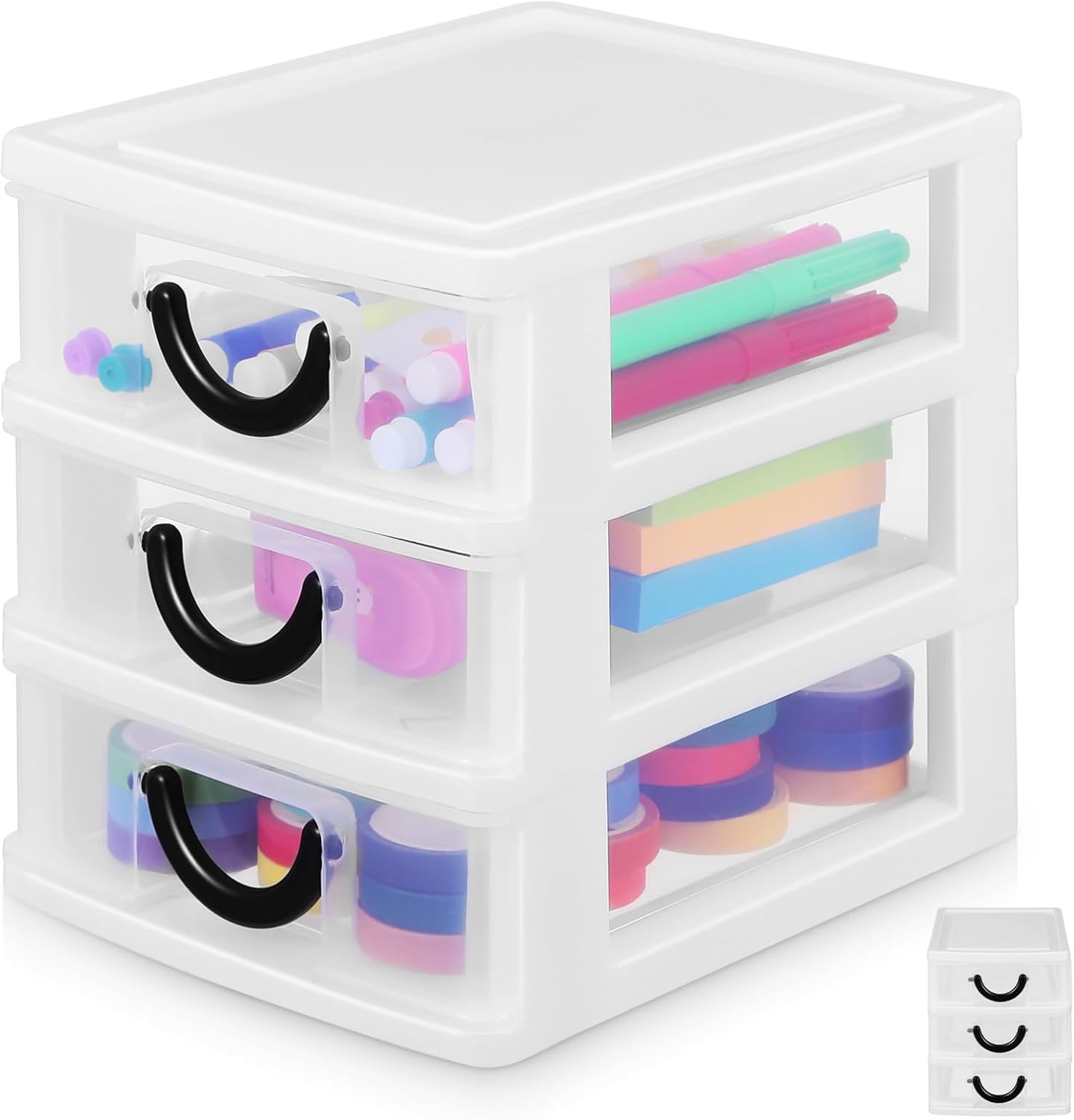 Desktop Storage Box 3 Layered Makeup Holder Organizer Office Drawer Organizer