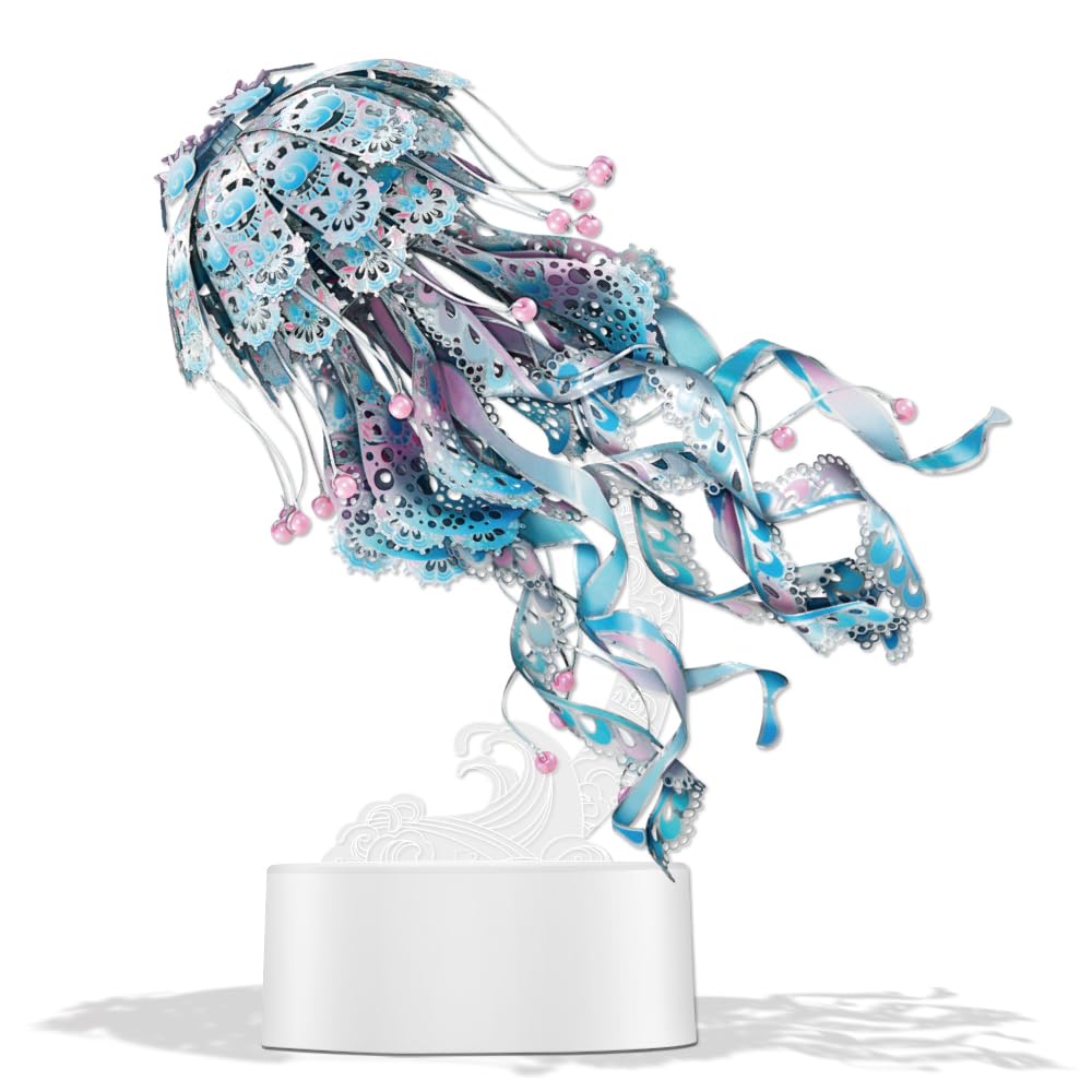 Piececool3D Puzzle Metal Jellyfish, Marine Organism Craft Model Kits for Adults to Build, 3D Puzzles Adult Teens for 304 Stainless Steel, Ideal as Gifts, Home Decoration, DIY, 61 Pieces (Blue)
